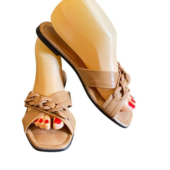 Tamaris Women's Genuine Leather Slide Flat Sandal Sz 36 Camel #30Y - Picture 2 of 8